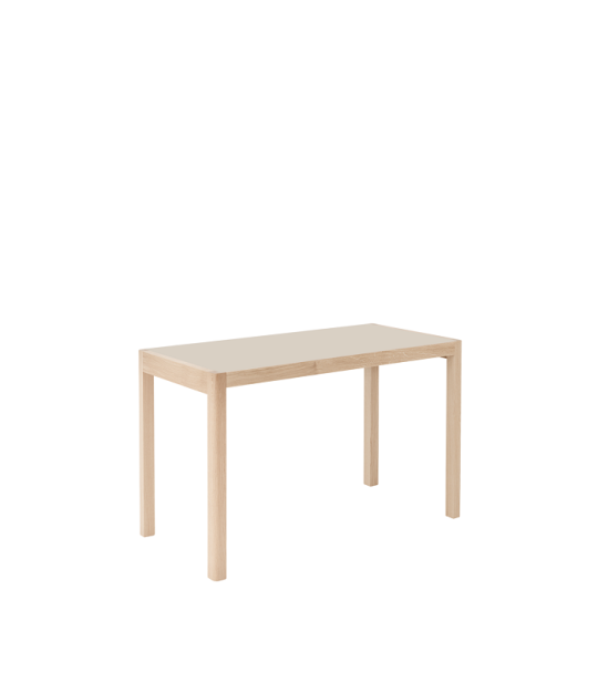 Workshop tafel 130 x 65 x 73 cm - warm grey linoleum / eiken