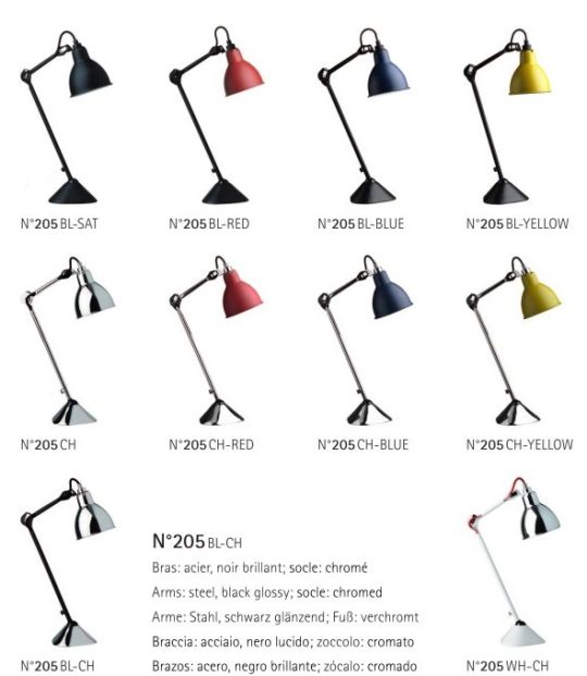 Lampe Gras 205 uitvoeringen