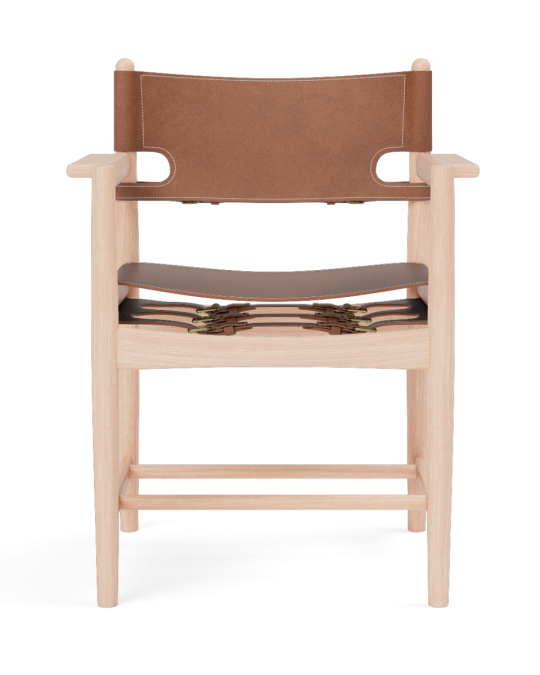 Fredericia The Spanish Dining armchair - Oak light oil - Leather cognac