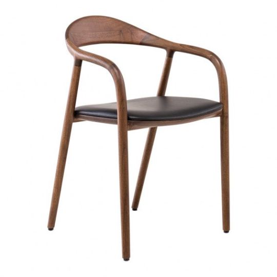 Artisan Neva stoel noten met zwart leer