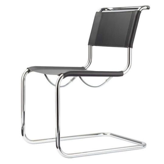 Thonet S 33 Kernleder zwart