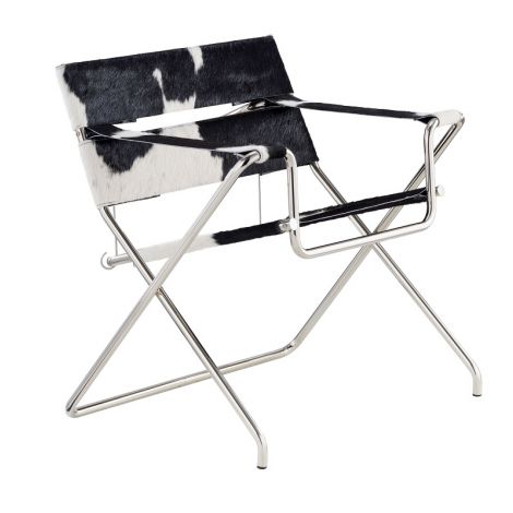Tecta D4 opvouwbare stoel Marcel Breuer koeienhuid zwart wit