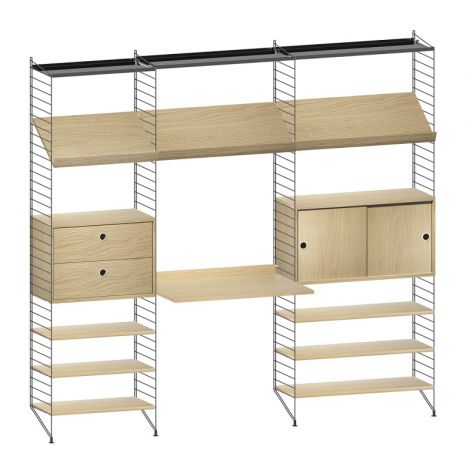 String Systeem Kast - Eiken / Zwart